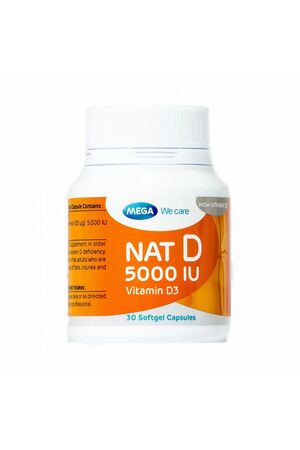 Mega Multi-Vitamins Nat-D 5000Iu Vitamin D3 Softgel Caps 30s 20463 NV