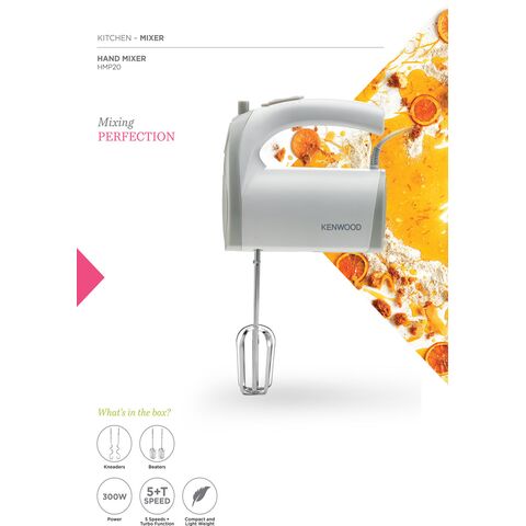 Kenwood Hand Mixer 300w 5+T Speed HMP20.000WH