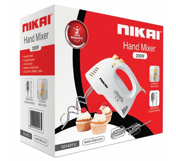 Nikai Hand Mixer 200w 5 Speed NH481U