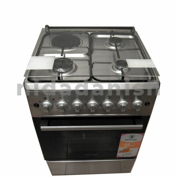 Westpoint Cooker 60x60cm Electric Oven 3 Gas Burners 1 Electric Plate Auto Inox WCER6631E0X