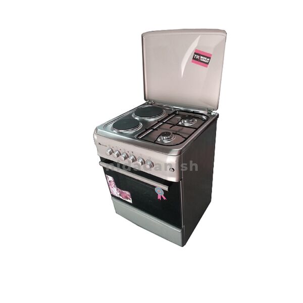 Westpoint Cooker 60x60cm Electric Oven 2 Gas Burners 2 Electric Plates Auto Inox WCER6622E0X