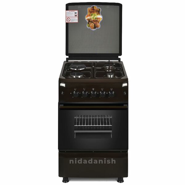 Westpoint Cooker 50x55cm Electric Oven 3 Gas 1 Electric Plates Brown WCER5531E0B