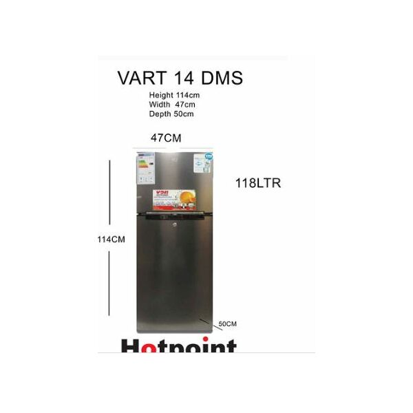 VON Hotpoint Refrigerator Double Door 118L Dark Silver VART 14 DMS