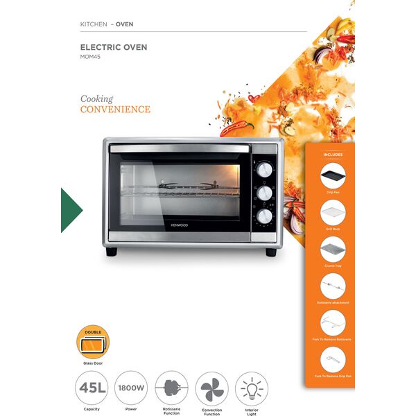 Kenwood Oven 45L Electric 1800w Rotisserie and Convection MOM45.000SS