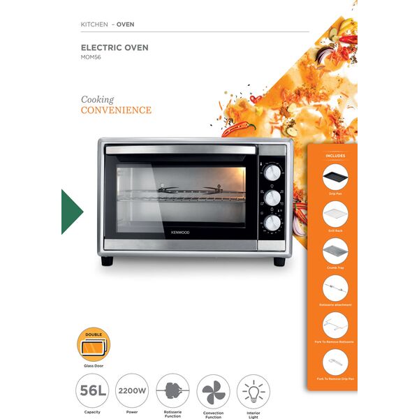 Kenwood Oven 56L Electric 2200w Rotisserie and Convection MOM56.000SS